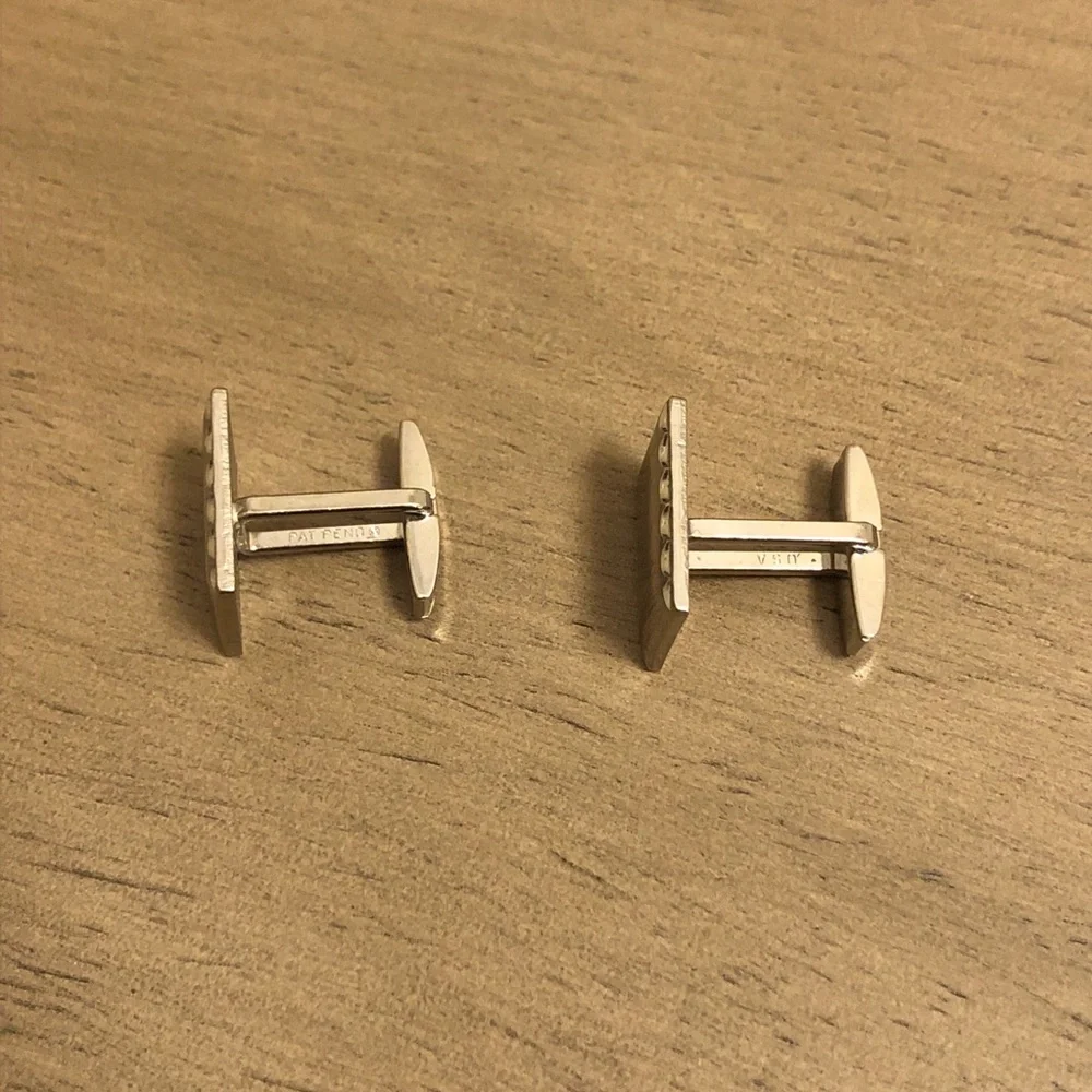Silver Tone Rectangular Cuff Links